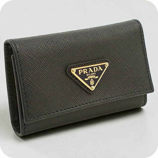 プラダ 4連キーケース コンパクト レディース ブランド PRADA 1PG004 ブラック