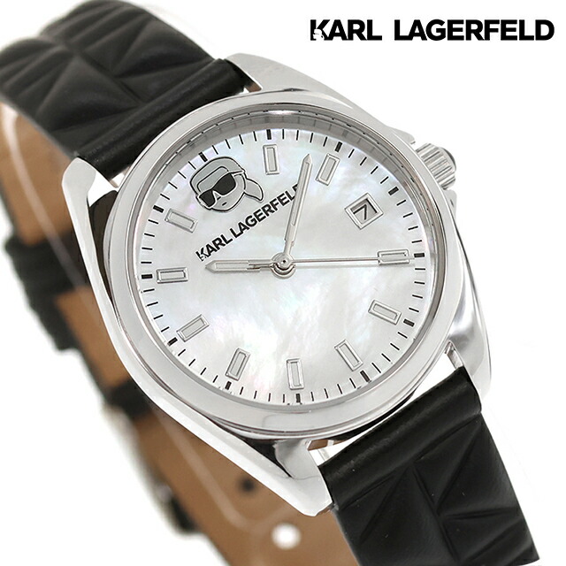 カール・ラガーフェルド ラウンド エッセンシャル クォーツ 電池式 腕時計 ブランド レディース KARL LAGERFELD R0551107502 アナログ シェル ブラック 黒 おしゃれ 防水 かわいい プレゼント 女性 実用的