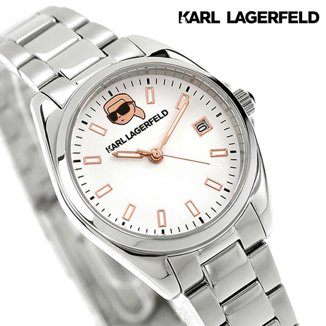 カール・ラガーフェルド ラウンド エッセンシャル クォーツ 電池式 腕時計 ブランド レディース KARL LAGERFELD R0553107506 アナログ ホワイト 白 おしゃれ 防水 かわいい プレゼント 女性 実用的