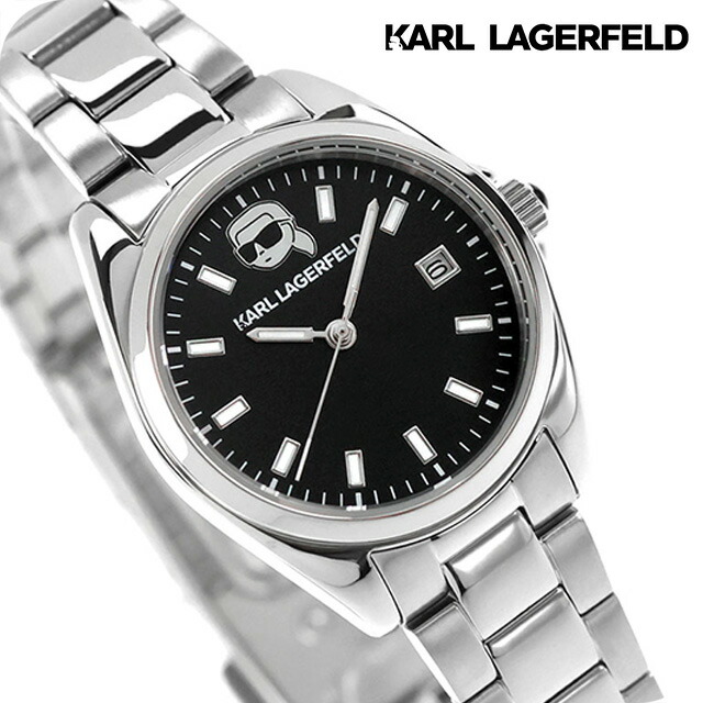 カール・ラガーフェルド ラウンド エッセンシャル クォーツ 電池式 腕時計 ブランド レディース KARL LAGERFELD R0553107508 アナログ ブラック 黒 おしゃれ 防水 かわいい プレゼント 女性 実用的