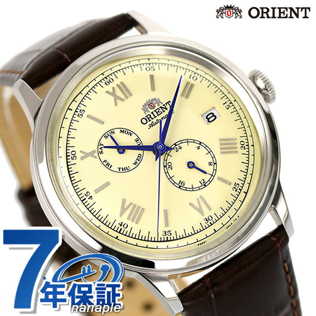 オリエント クラシック オリエントバンビーノ 自動巻き 腕時計 メンズ 革ベルト ORIENT RN-AK0702Y アナログ クリーム ダークブラウン ブランド おしゃれ 防水 文字盤 大きい プレゼント 男性 実用的