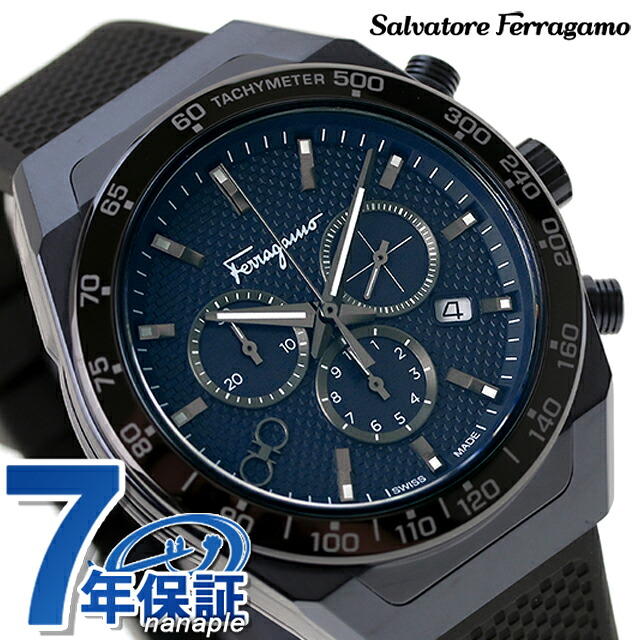 サルヴァトーレ フェラガモ SLX Chronograph クオーツ 腕時計 メンズ クロノグラフ Salvatore Ferragamo SFHR00220 アナログ ネイビー ブラック 黒 スイス製 高級 ブランド おしゃれ 防水 プレゼント 男性 実用的
