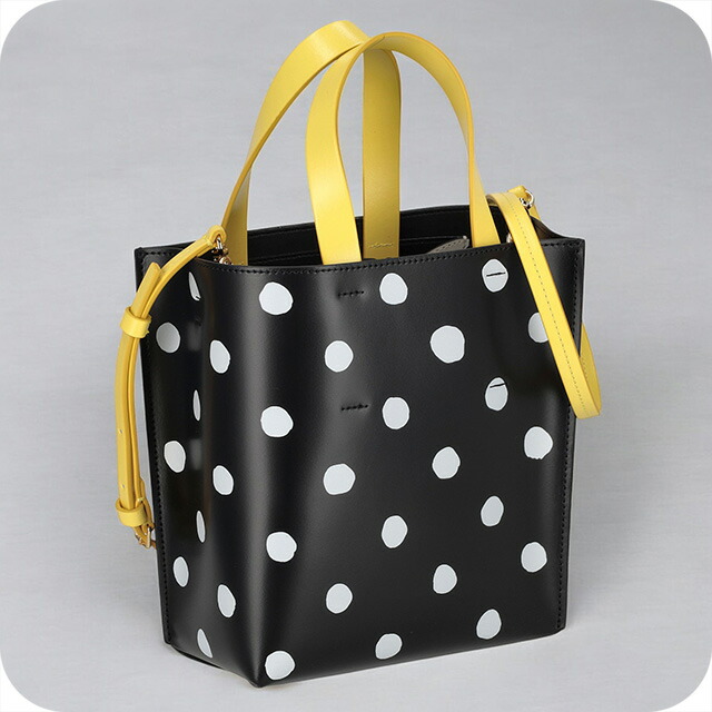 マルニ ハンドバッグ レディース ブランド MARNI SHMP0039Q4-P6049 ブラック／ホワイト 軽量 小さめ 手提げ 高級 おしゃれ プレゼント 女性 実用的 かわいい
