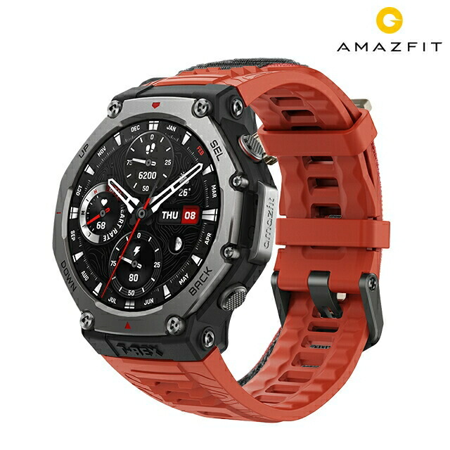 アマズフィット ラバ 充電式クォーツ スマートウォッチ ブランド メンズ Amazfit SP170069-C219 デジタル シルバー レッド 赤