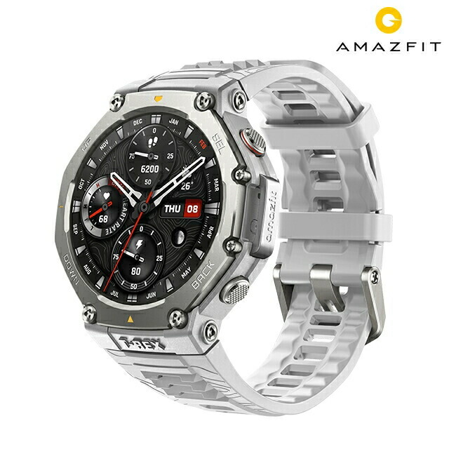 アマズフィット T-Rex ラバ RD 充電式クォーツ スマートウォッチ ブランド メンズ Amazfit SP170069-C221 デジタル シルバー グレー
