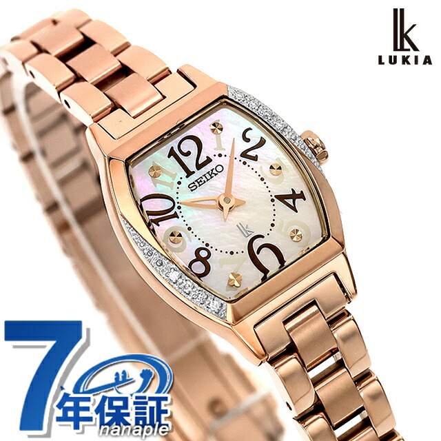 セイコー ルキア Happy Collection クォーツ 電池式 腕時計 ブランド レディース ラボグロウンダイヤモンド SEIKO LUKIA SSWA016 シェル ピンクゴールド 白 日本製 おしゃれ 防水 軽い 華奢 かわいい プレゼント 女性 実用的