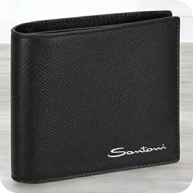 サントーニ 二つ折り財布 メンズ ブランド Santoni UFPPA2375-FOAN ブラック ウォレット 高級 おしゃれ プレゼント 実用的