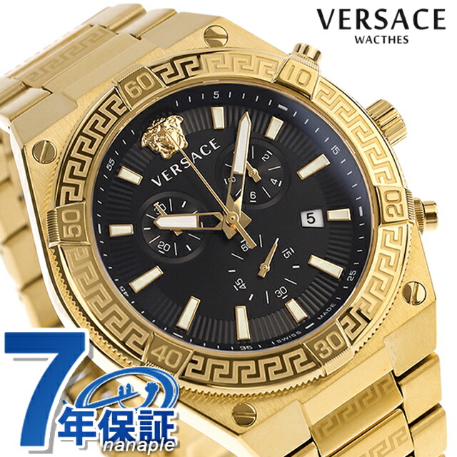 ヴェルサーチ スポーティー グレカ クオーツ 腕時計 メンズ クロノグラフ VERSACE VESO00922 アナログ ブラック ゴールド 黒 スイス製 高級 ブランド おしゃれ 防水 プレゼント 男性 実用的