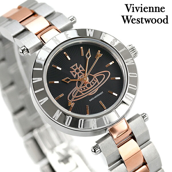 ヴィヴィアン ウエストウッド ウェストボーン 28mm レディース 腕時計 VV092BKSR Vivienne Westwood ブラック ピンクゴールド ブランド おしゃれ 防水 かわいい プレゼント 女性 実用的