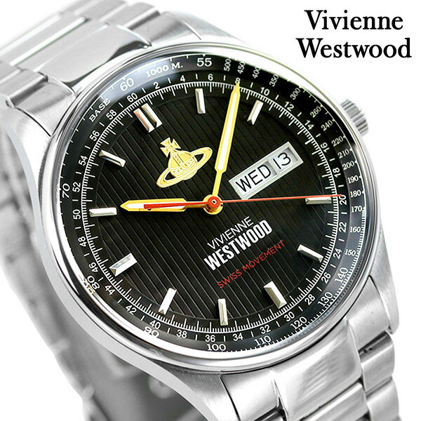 ヴィヴィアンウエストウッド 時計 クランボーン 40mm 日付表示 クオーツ メンズ 腕時計 VV207BKSL Vivienne ブラック ブランド おしゃれ 防水 プレゼント 男性 実用的