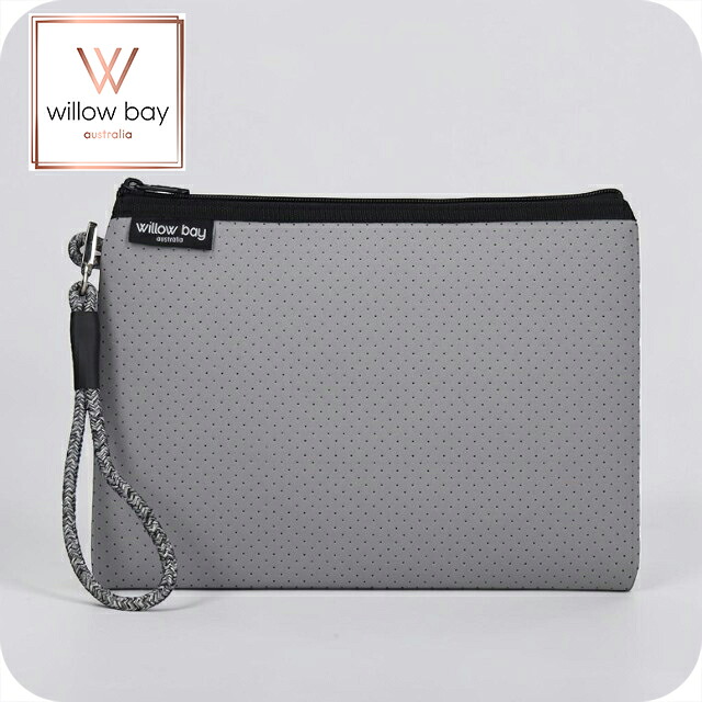 ウィローベイ ポーチ レディース ブランド WILLOWBAY ウィローベイラージブティックポーチ クラッチバッグ PEBBLE GREY