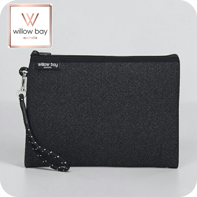 ウィローベイ ポーチ レディース ブランド WILLOWBAY ウィローベイラージブティックポーチ クラッチバッグ BLACK DENIM
