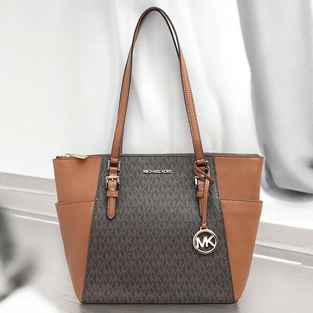 マイケルコース MICHAEL KORS トートバッグ レディース 35T0GCFT3B-BROWN シャーロット ラージ トップジップ トート CHARLOTTE LG TZ TOTE ブラウン 軽量 手提げ ブランド 高級 おしゃれ プレゼント 女性 実用的 かわいい