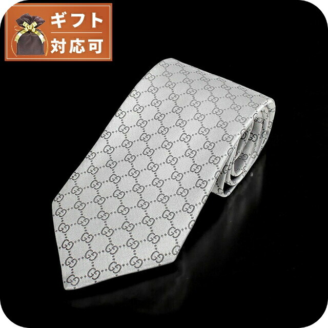 グッチ GUCCI ネクタイ 456520-4B002-1962 メンズ ライトグレー ネクタイ