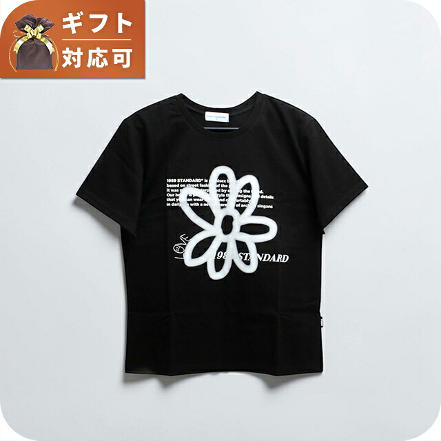 1989スタンダード 1989 STANDARD Tシャツ SWSSTD-0034-BLACK レディース ブラック BW FLOWER Slim fit Tシャツ Women's Slim Fit Short-Sleeved Tシャツ ブランド