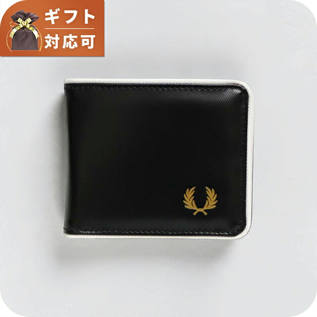 フレッドペリー FRED PERRY Coated Polyester Billfold Wallet 二つ折り財布 二折財布 l7305-d57 ユニセックス Black Ecru ブランド