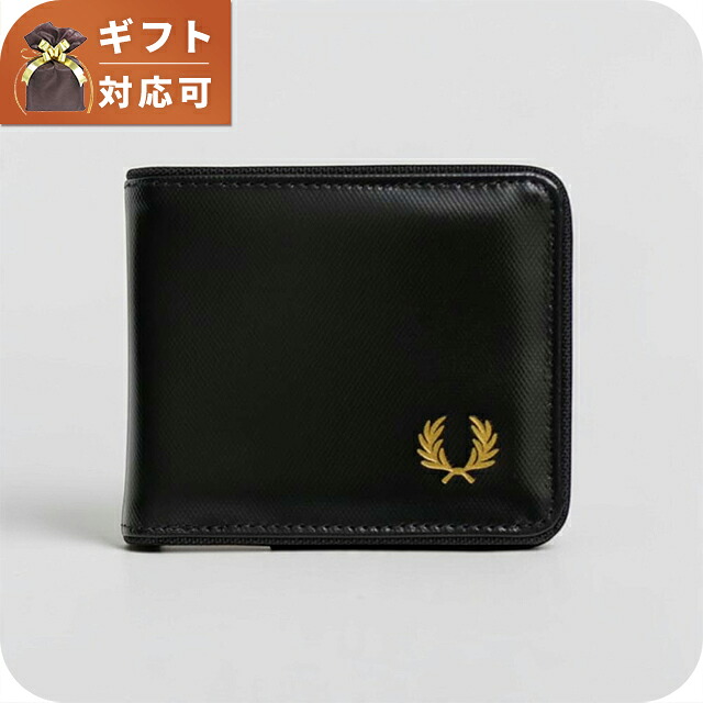 フレッドペリー FRED PERRY Tonal Coated Polyester Billfold Wallet 二つ折り財布 二折財布 l2810-774 ユニセックス Black Gold ブランド
