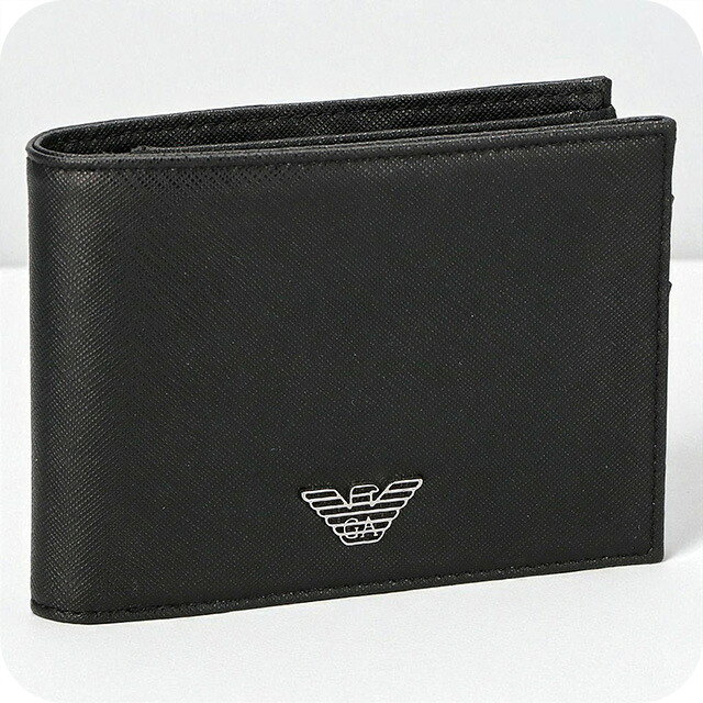 エンポリオ アルマーニ 二つ折り財布 コンパクト メンズ ブランド EMPORIO ARMANI Y4R165-Y138E 81072 ブラック ウォレット 高級 おしゃれ プレゼント 実用的