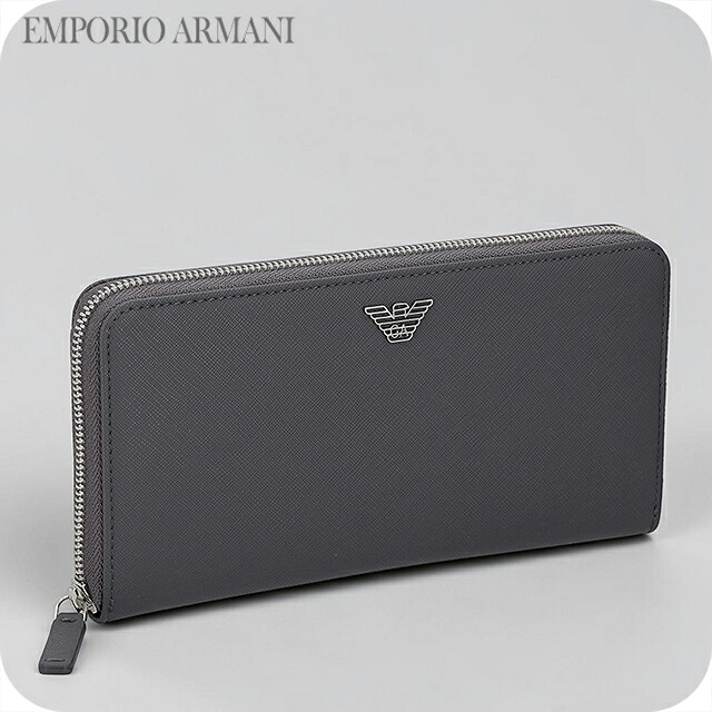 エンポリオ・アルマーニ 長財布 メンズ ブランド EMPORIO ARMANI China Y4R169-Y138E UA083 グレー ウォレット 高級 おしゃれ プレゼント 実用的