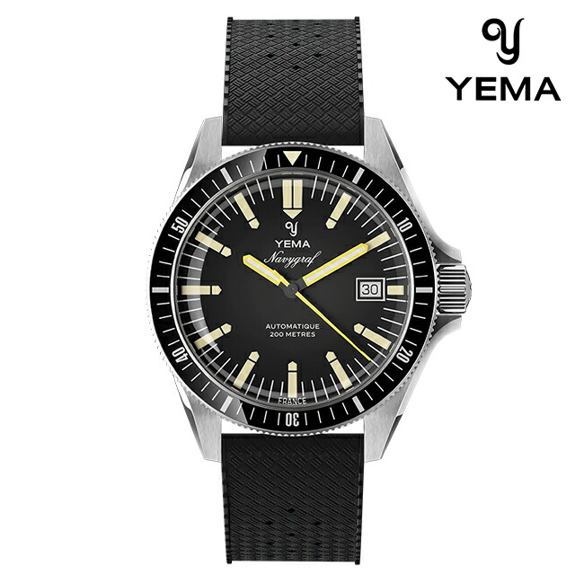 イエマ ネイビーグラフヘリテージ2025 自動巻き 腕時計 ブランド メンズ YEMA YNAV25-ATP アナログ ブラック 黒 フランス製 おしゃれ 防水 プレゼント 男性 実用的