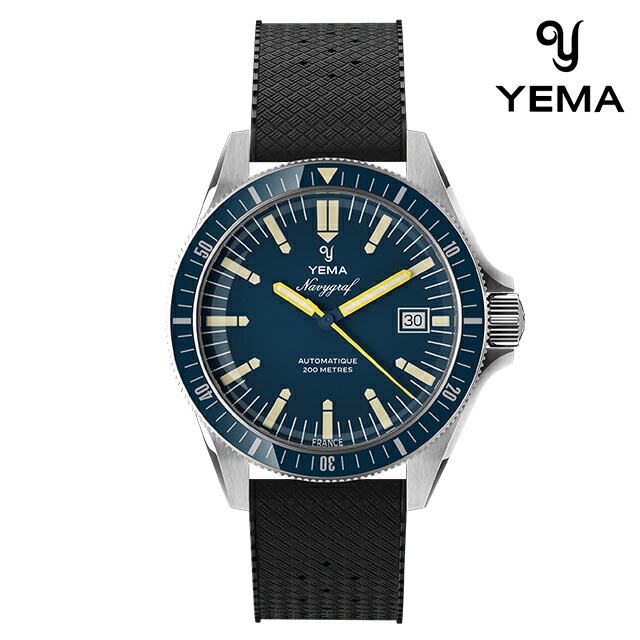 イエマ ネイビーグラフヘリテージ2025 自動巻き 腕時計 ブランド メンズ YEMA YNAV25-GTP アナログ ブルー ブラック 黒 フランス製 おしゃれ 防水 プレゼント 男性 実用的