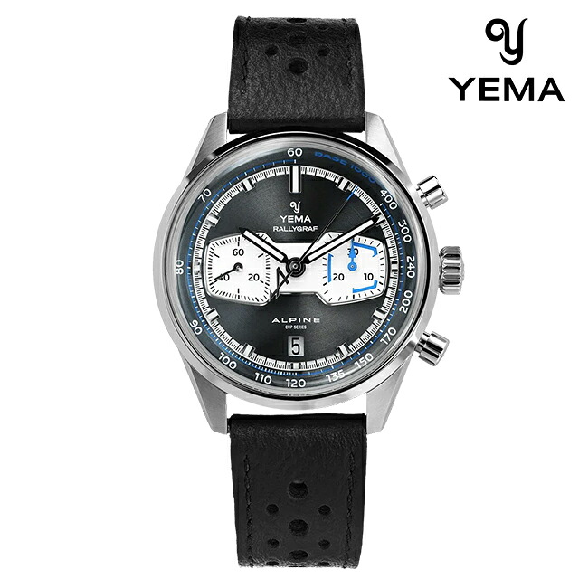 イエマ ラリーグラフ アルペンカップシリーズ 手巻き 腕時計 ブランド メンズ 数量限定 クロノグラフ YEMA YRAL26ALP-CH-AAS アナログ ブラック 黒 フランス製 おしゃれ 防水 プレゼント 男性 実用的