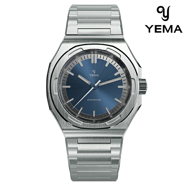 イエマ アーバントラベラー2025 自動巻き 腕時計 ブランド メンズ YEMA YWTR25-GMS アナログ ブルー フランス製 おしゃれ 防水 プレゼント 男性 実用的