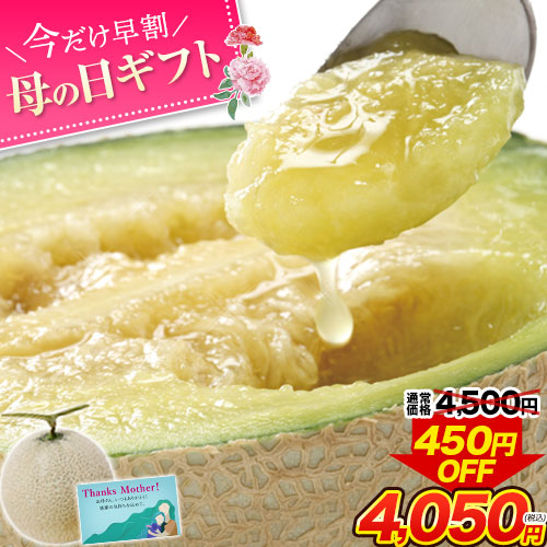まもなく終了!! 【早割特典⇒4,050円】 母の日 ギフト マスクメロン 九州産 メロン 【一番人気の3Lサイズ】大玉 1玉 約1.5kg以上 熨斗 ご贈答 フルーツ ギフト メロン 高級 のし 《母の日配送 5月7日～5月10日お届け》