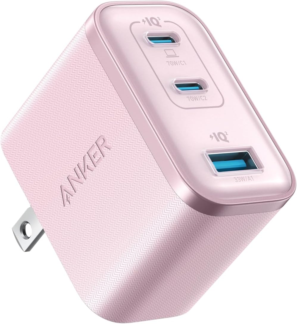 Anker Nano Charger (70W, 3 Ports) ピンク