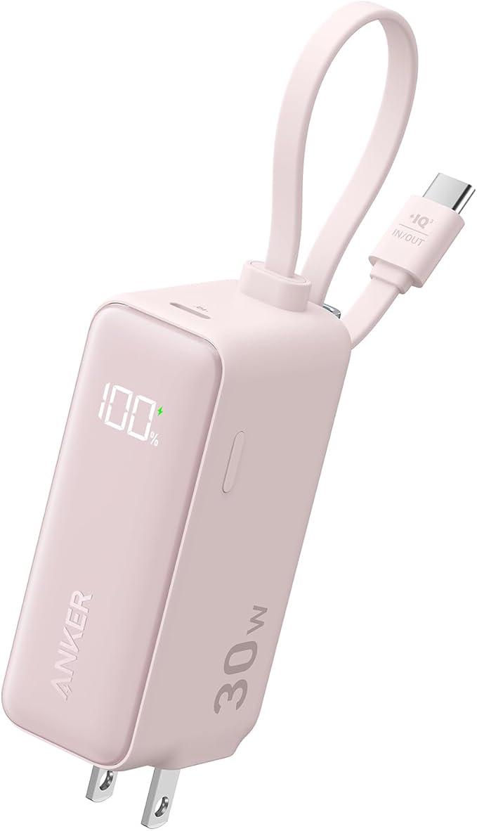 Anker Power Bank (30W, Fusion, Built-In USB-C Cable)