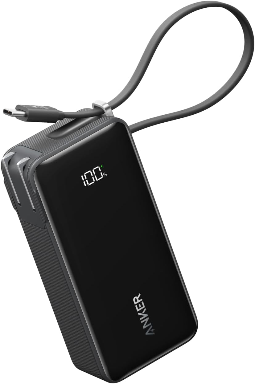 Anker Power Bank (10000mAh, Fusion, Built-In USB-C ケーブル) ブラック