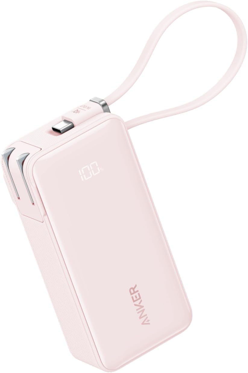 Anker Power Bank (10000mAh, Fusion, Built-In USB-C ケーブル) ピンク