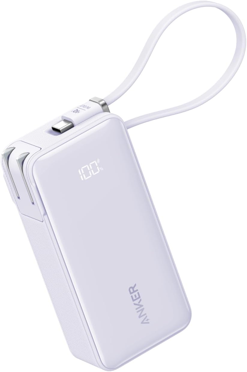 Anker Power Bank (10000mAh, Fusion, Built-In USB-C ケーブル) パープル