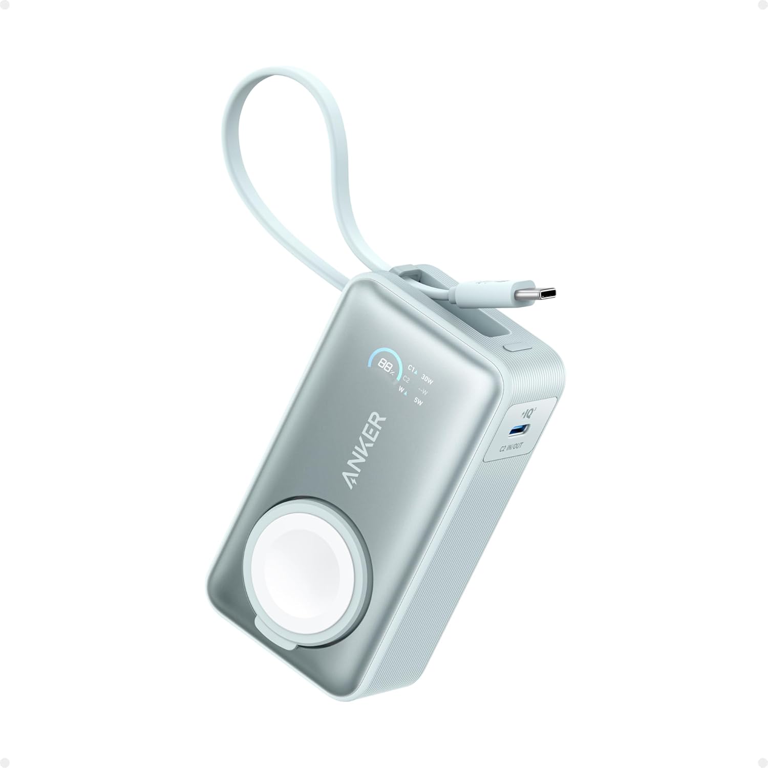 Anker MagGo Power Bank (10000mAh, 35W, For Apple Watch) ミントブルー