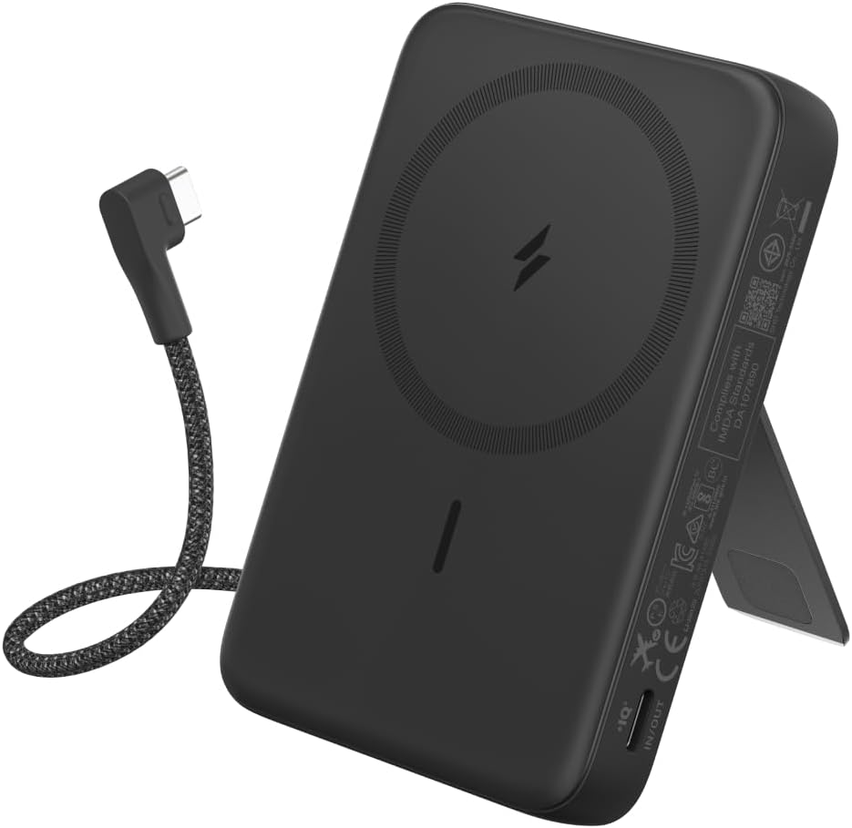 Anker Zolo Power Bank (10000mAh, MagGo, Built-In USB-Cケーブル) ブラック