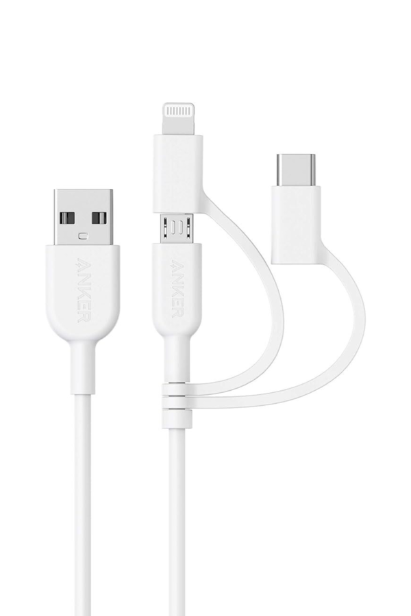 Anker PowerLine II 3-in-1 ケーブル (ライトニング/USB-C/Micro USB端子) (0.9m ホワイト)