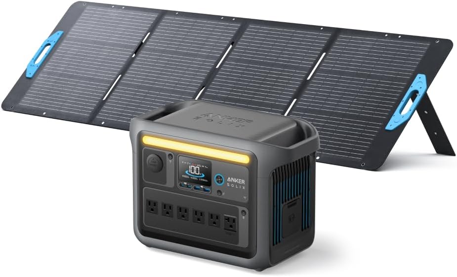 Anker Solix C1000 Portable Power Station with Anker Solix PS200 Portable Solar Panel