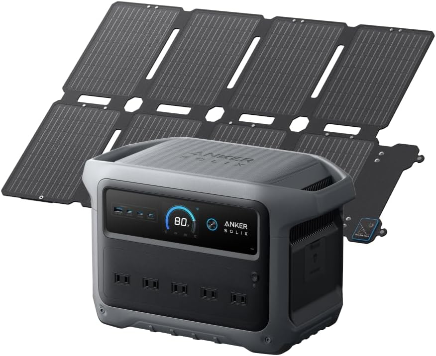 Anker Solix C1000 Gen 2 Portable Power Station with Anker Solix PS100 Compact Portable Solar