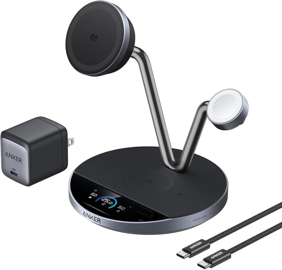 Anker Prime Wireless Charging Station (3-in-1, MagGo, AirCool, Dock Stand) ブラック