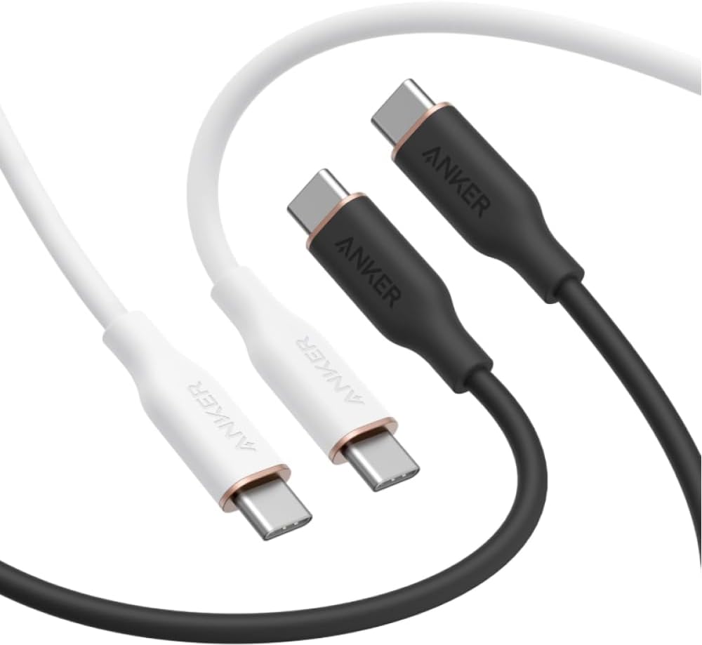 Anker PowerLine III Flow USB-C & USB-C ケーブル 1.8m 2本セット ブラック & ホワイト