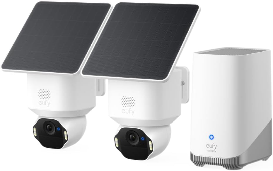 Anker Eufy (ユーフィ) SoloCam E42 2-Cam Kit (屋外用防犯カメラ) 【顔認識AI技術 / 360°撮影可能 / 800万画素 / 4K画質】