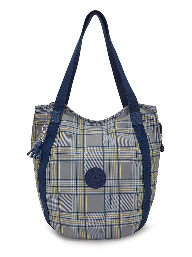 kipling バルーン ブルーグレープレイド トートバッグ