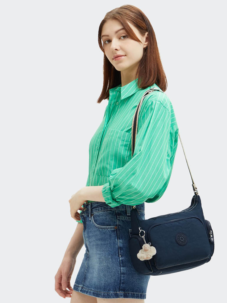kipling ガブ　エス ブルーブルーストライプ ショルダーバッグ