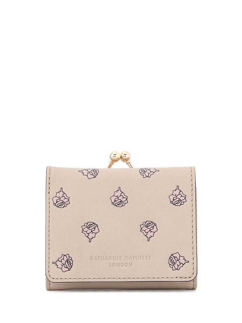 KATHARINE HAMNETT LONDON KHP601 ベージュ ロースガーデン 口金三つ折れ札入れ