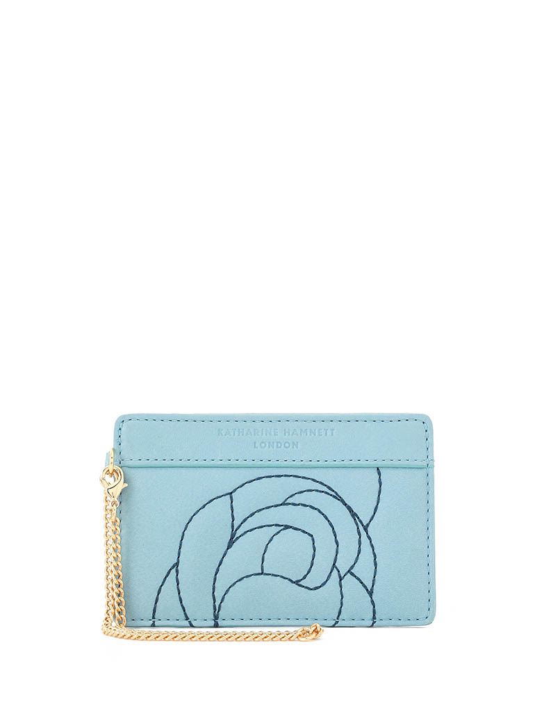 KATHARINE HAMNETT LONDON KHP630 スカイブルー ローズステッチ　パスケース