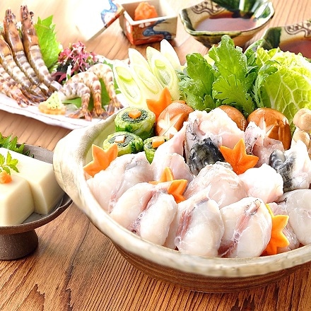 関とら本店 とらふくちり鍋と車海老刺身 福満喫セット 2～3人前