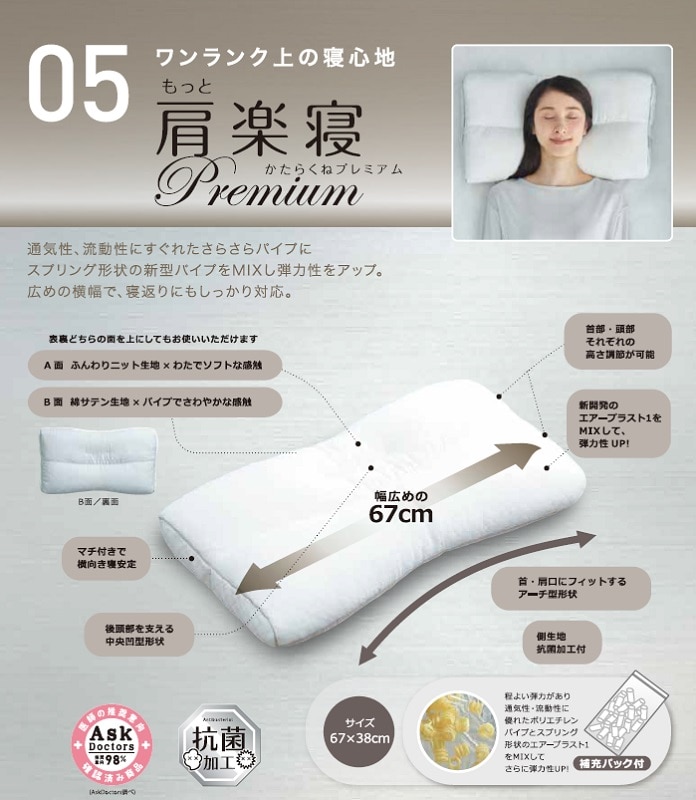 絶品 もっと肩楽寝Premium専用ピローケース PJ 9820 2606 tdh