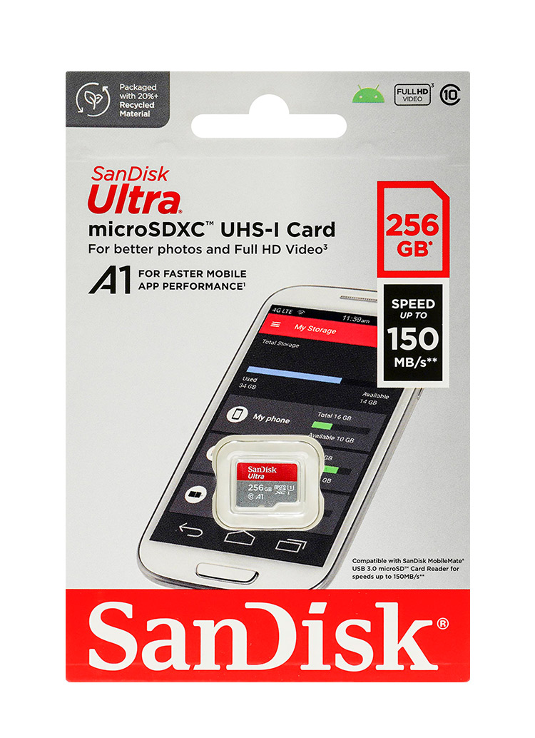 sandisk microSD 256GB + 128GB