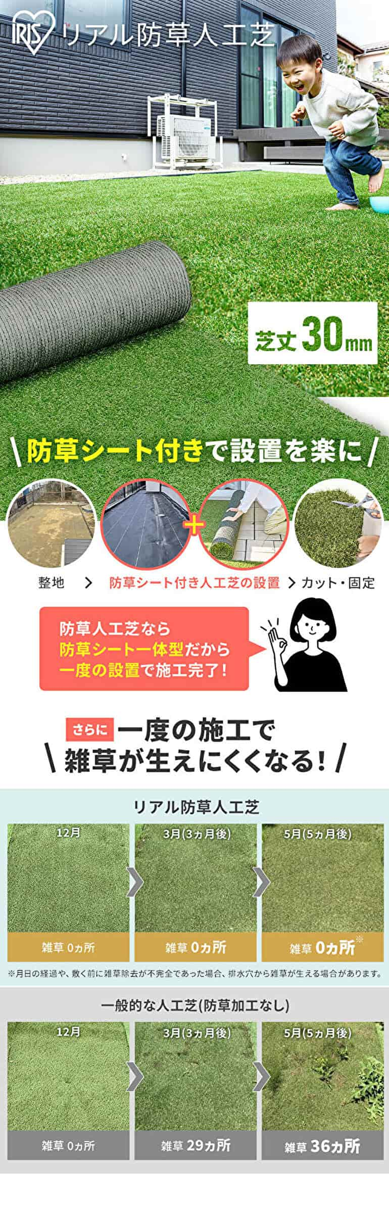 人工芝 アイリスオーヤマ 防草シート付き - 滋賀県のその他