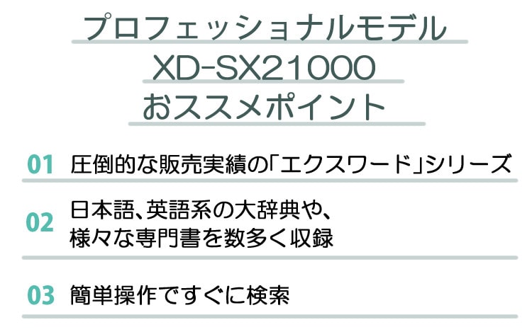 カシオ 電子辞書 プロフェッショナルモデル XD-SX21000 EX-word｜永久